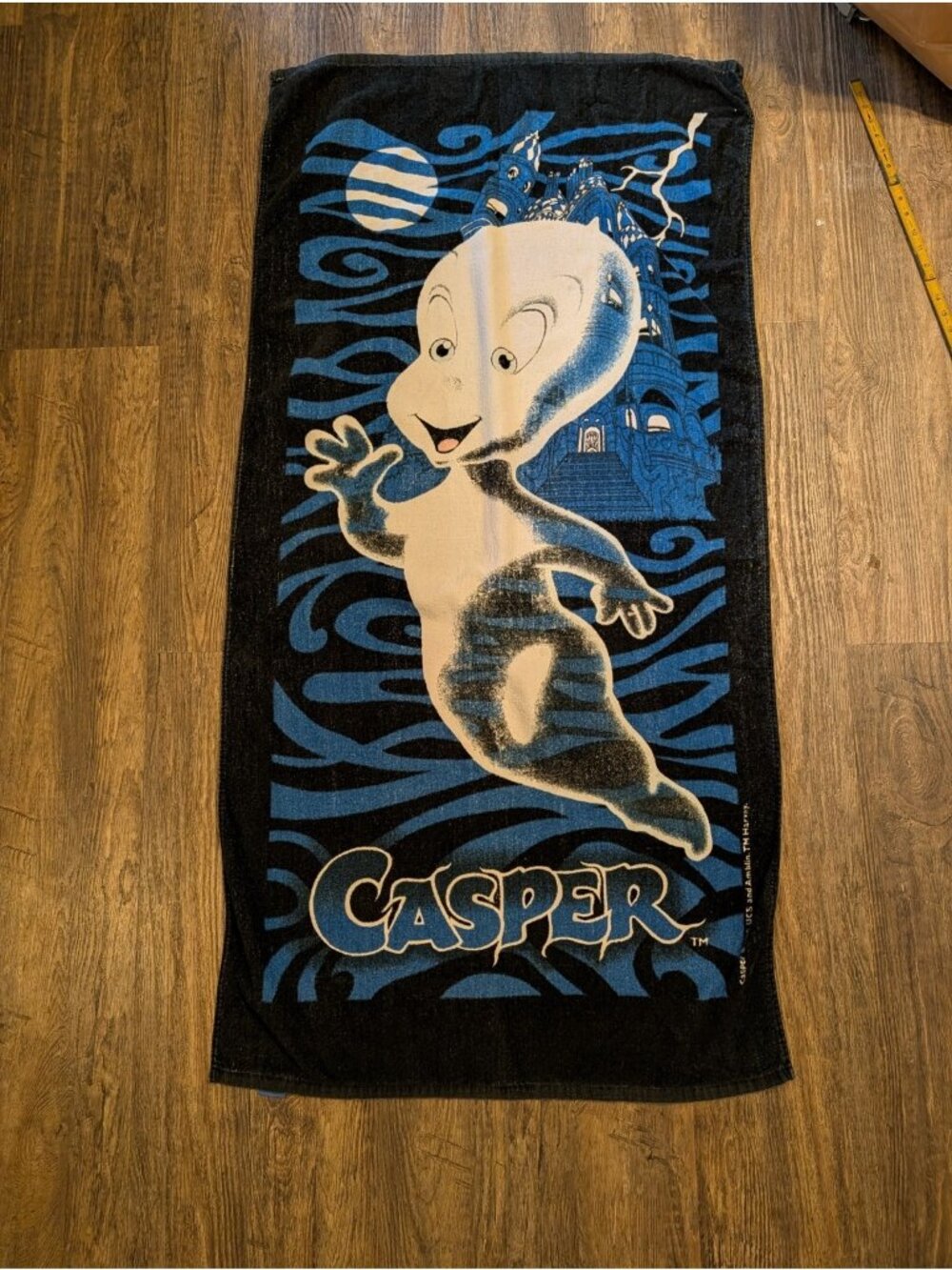 Vintage Casper The Friendly Ghost 1995 Beach Towel Jay Franco Rare Disney Black